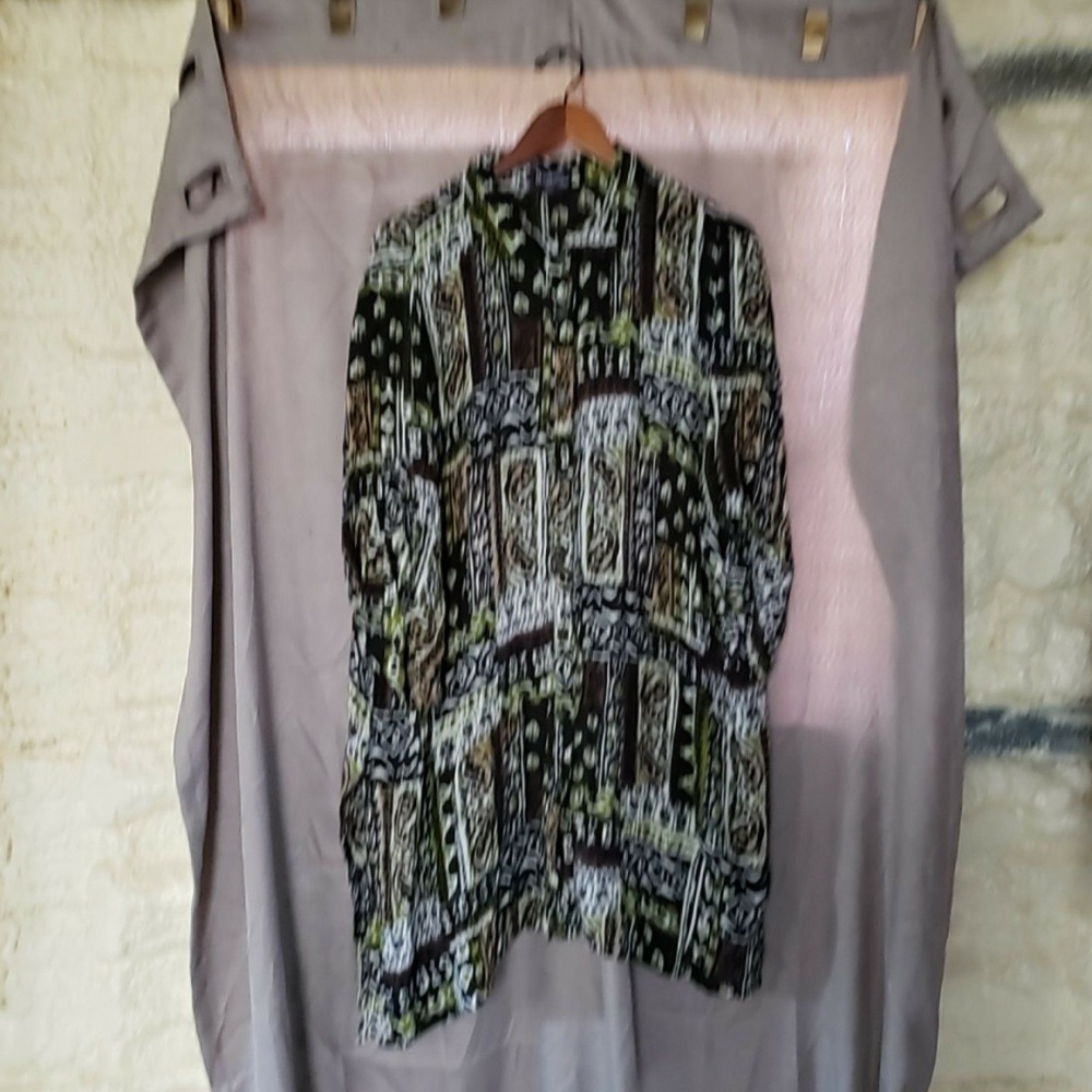 Roaman's Top Womens 22W Black Paisley 100% Rayon Tunic Plus Size Boho Casual